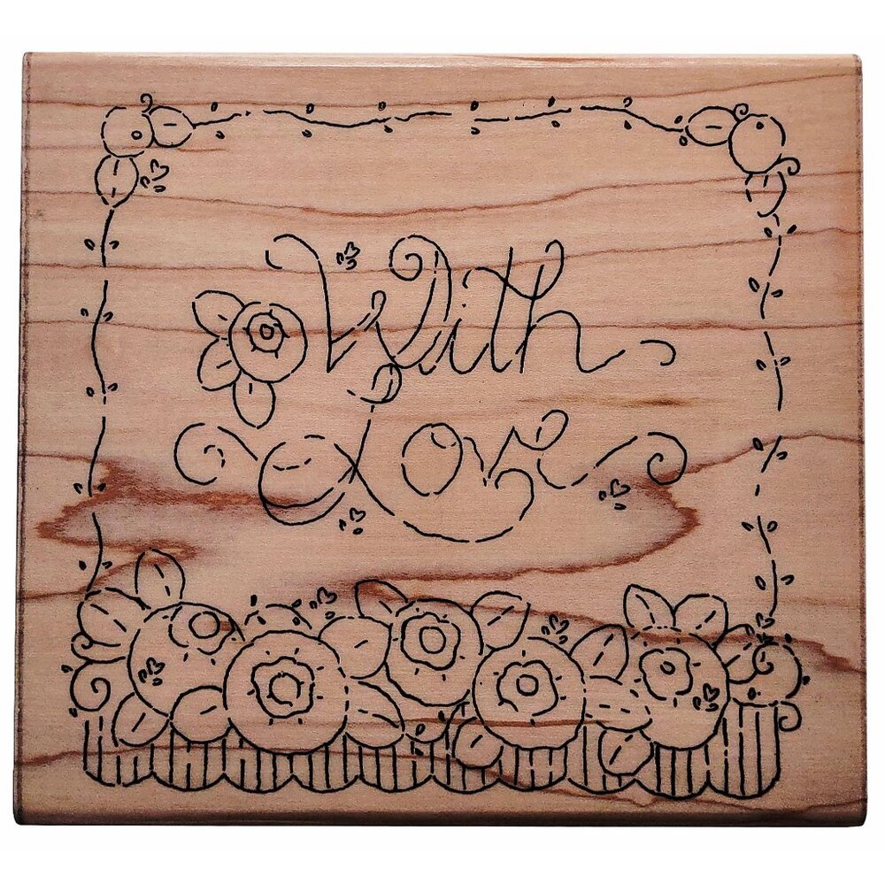 JRL Design "With Love" Rubber Stamp Durable Wood-Mounted
